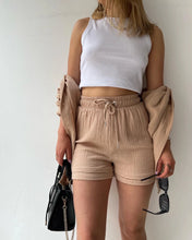 Women's Short Sets 2 Pcs Sale Grass Green Loose Button Cardigan Blouse Coats & Drawstring Wide Leg Loose Short Pant Suits