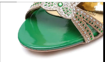 2021 New Hot Glitter Mesh Women Sandals Summer Fashion Outdoor Peep Toe Casual Beach Slippers Thick Heel Slip on Women Sandals