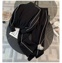 Sports Suit for Women, Autumn Fashion, Casual, Age Reducing, Western-style Zipper Sweatshirt, Wide Leg Pants Two-piece Set pants