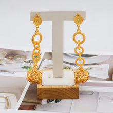24k golden-plated long chain necklace earring set for women's jewelry in Nigeria