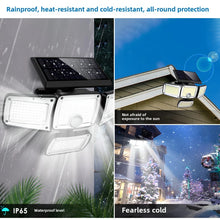 Solar Lights Outdoor 346 LED Solar Wall Lamp with Motion Sensor 3 Modes Waterproof 4 Heads Security Floodlight for Yard Garage