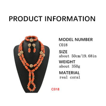 Latest Coral Jewelry Sets Nigerian Dubai Orange Necklace Sets of Beads African Bridal Jewelry Sets