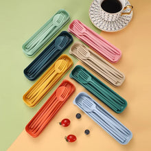 Tableware Spoon Fork Chopsticks Knife Cutlery with Box for Children Adult Travel Portable Wheat Straw Tableware