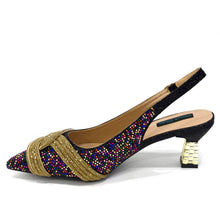 Venus Chan Black Hollow Design With Pointed Shoes And Fashion Three-Dimensional Bag Cozy Rhinestones Are Suitable For Parties