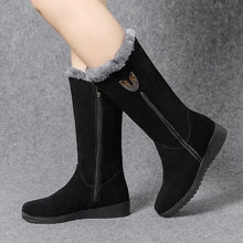 Warm High Fur Boots Women Winter Chunky Mid-calf Boots