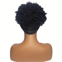 Short Kinky Curly Headband Wig Afro Puff Curly Headband Wig with Bangs for Women Natural Ombre Blonde Synthetic Turban Wrap Wig