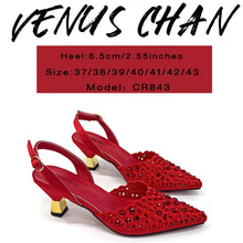 Venus Chan 2024 Latest High Heel Gold Color Atmospheric Luxury Pattern With Rhinestones Party Ladies Shoes And Bag Set