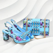 Italian Shoes and Bags Matching Set with Rhinestone Wedding Shoes for Women Bride Luxury Full Rhinestone Party Pumps for Ladies