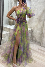 Women New Party Mesh Sloping Shoulder Dress Casual Fashion Sexy High Waist Long Maxi Loose Dress