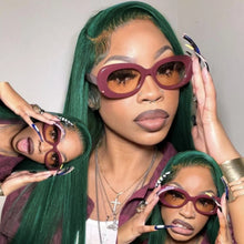 13X4 Dark Green Lace Front Wig Long Straight Synthetic Wig Long Green Colored Hair Lace Frontal Wigs for Women Heat Fiber
