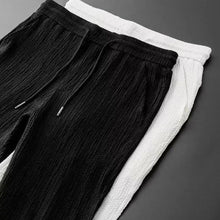 2Pcs/Set Summer Men's Suit Elastic Waistband Pleated Casual Outfit Men Business Short Sleeve Shirts Long Pants Set Male Clothing