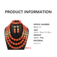 High Quality 2 Layers Artificial Coral Bead African Wedding Jewelry Set Women Necklace Nigeria Bride Party Gift