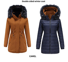 Double Sided Women's winter Thick Detachable Zipper Parka Jacket