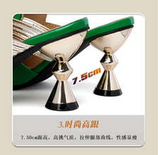 High Heel Slippers Pointed Toe Shoes Woman Elegant Mules Shoes Women Black Green Metal Heel Outdoors Womens Slippers Big Size