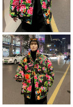 Men Harajuku Big Flopwer Coat Winter Jacket 2024 Mens Streetwear Hip Hop Parka Chinese Traditional Clothes Puffer Jackets XXXXXL