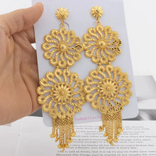 18K Gold Plated Luxury Drop Earring For Wedding African Party Banquet Jewelry Gift Dubai Big Copper Tassel Earrings Daily Wear