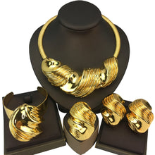 Hot Selling Italian Gold Plated Jewelry Women's Wedding Party Banquet Big Pendant Light Weight Bold Jewelry Sets FHK16803