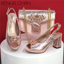 2025 Fashion Open Toe Women Strange Heels Bigger Size Fashion Rhinestone Decoration Purple Shoes And Bag Set Party Bag