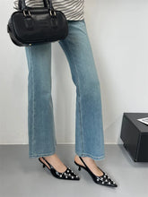 Summer 2025 Fashion Rivet Design High Heeled Sandals Women Sexy Pointed Toe Back Strap Dress Shoes Stripper Pumps Zapatos Mujer