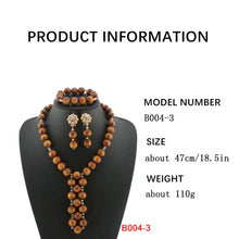 Nigeria Wedding Jewelry Set Imitation Coral Beads Golden Pendant Necklace for Women Resin Material African Bride Accessorise