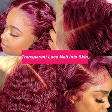 Curly wigs Transparent Lace Front Wig 99J Burgundy 13x4 13x6 Brazilian Deep Wave Frontal Human Hair Wig for Women Pre Plucked