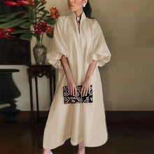 2023 New Elegant Maxi Dresses For Women Casual V Neck Long Sleeve White Party Dress Women Casual Half Sleeve Loose Long Dress