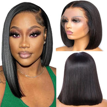Short Bob Bone Straight 13X4 Lace Frontal Wigs 200 Density Brazilian Remy Preplucked Bob Lace Front Wig Human Hair For Women