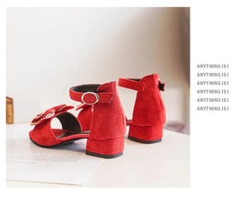 Girls' Sandals Summer New High Heel Soft-soled Princess Shoes Fashion Bow Roman Sandals Open Toe Children's Shoes J279