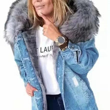 Women's Winter Large Size Denim Warm Jacket