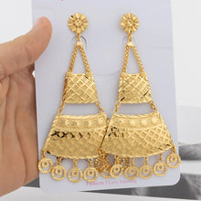18K Gold Plated Luxury Drop Earring For Wedding African Party Banquet Jewelry Gift Dubai Big Copper Tassel Earrings Daily Wear