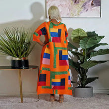 2023 Fashion African 3/4 Sleeve Polyester Plus Size O-Neck Pleated Long Dress Dashiki African Clothes African Dresses for Women