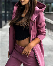 Women's Hooded Zipper Long Coats Tracksuit