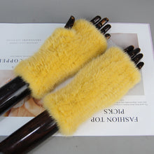 2025 New Brand Style Top Quality Women's 100% Winter Warm Real Mink Fur Knitted Half Finger Gloves Girls Typing Mittens