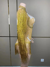 Stage Latin dance cha-cha dance practice suit stretch slim skirt fringe flash small diamond pearl design suit