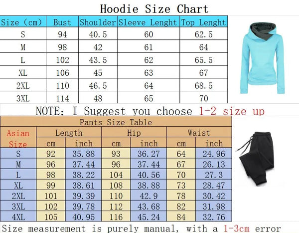 Womens Print Hooded Jogging Pants Sets