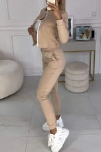 Sporty Casual Long Sleeve Zipper Solid Jacket 3 Pieces Set Women Autumn Workout Skinny Tank Tops Coat + Pants Matching Set Mujer
