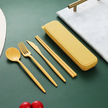 Tableware Spoon Fork Chopsticks Knife Cutlery with Box for Children Adult Travel Portable Wheat Straw Tableware