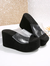 Trade Big Size New Style One-Strip Transparent Toe Exposed Platform Thick-Heeled Waterproof Platform Slippers Women's Slippers