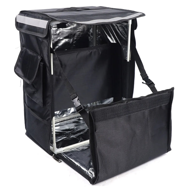 42L Portable Food Pizza Delivery Picnic Storage Backpack Waterproof Oxford Cloth Foldable,Easy to Install and Dismantle Black