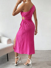 Spring and Summer Elegant Sexy Sleeveless Single Shoulder Diagonal Neck Solid Color Slit Dress Women Summer Dress 2025