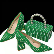  Elegant Women's Yellow PointShoes and Bag Set Rhinestone For Party And Wedding 