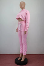 Women's Fitness Running Sets Fleece Long Sleeve Cropped Hoodies+Jogger Tracksuit