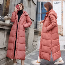 Women's Super Long Parkas Hooded Thick Long Sleeve Puffer Jacket