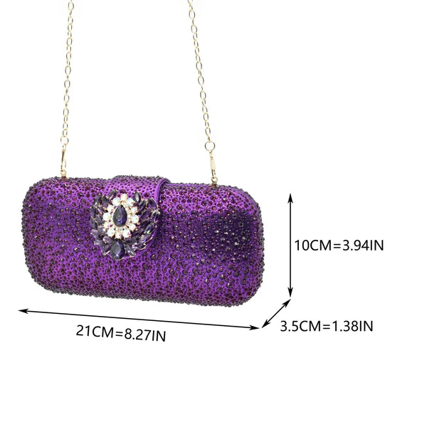 Purple Shoe and Bag Set for Party Women Shoes and Bags To Match Set Italy Elegant Rhinestone Lady Heeled Pumps Women Wedding