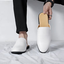 Men Half Breathable Leather Mules