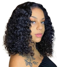 Vietnamese Super Double Drawn Water Wave Curly13x4 Frontal Bob Wig with 100%Human Hair Natural Black 210%Density For Black Women