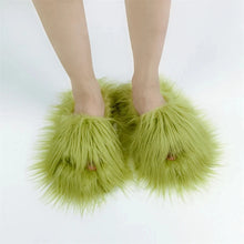Faux Fur Slippers 2023 Women Winter Plush Warm Home Flat Slides Mongolian Wool Flip Flops Y2K Girls Furry Shoes Cute Slippers