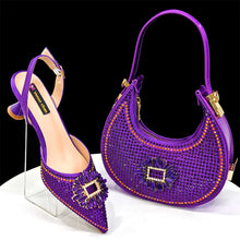 2025 Nigerian Women's Party Shoes and Bags Medium Heel Pointed Toe Elegant Party Footwear With Matching Color Handbag for Women