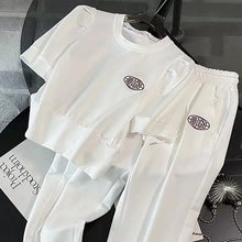 2025 Fashion Leisure Sports Set Summer New Style Aging Reduction Short Sleeve Wide Leg Pants Two Piece Set Pant Sets Short Se