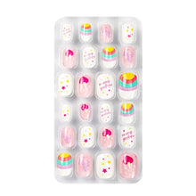 24Pcs/Set Kids Candy Flower Cute Fake Nails Detachable Full Cover False Nails Press On Nails Children Girls Nail Decoration Gift